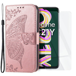 Чoхол Wallet до Realme C21Y / C25Y, Butterfly, Pink