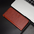 Откидной чехол для Xiaomi Poco F6 Pro, Crazy Horse Wallet, коричневый