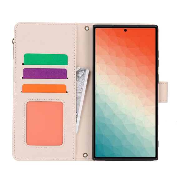 Чохол-книжка для Samsung Galaxy S24 Ultra, Wallet Zipper Pocket RFID, з плечовим ременем, чорний