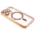 Чехол для iPhone 14 Pro, Electro MagSafe, золотой + стекло для экрана