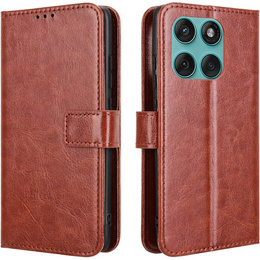 Откидной чехол для Motorola Edge 60 / 60 Fusion, Crazy Horse Wallet, коричневый