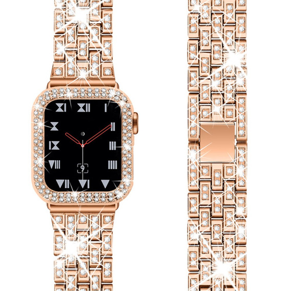 Металический браслет с чехлом для часов Apple Watch 4/5/6/SE 44mm, Rose Gold