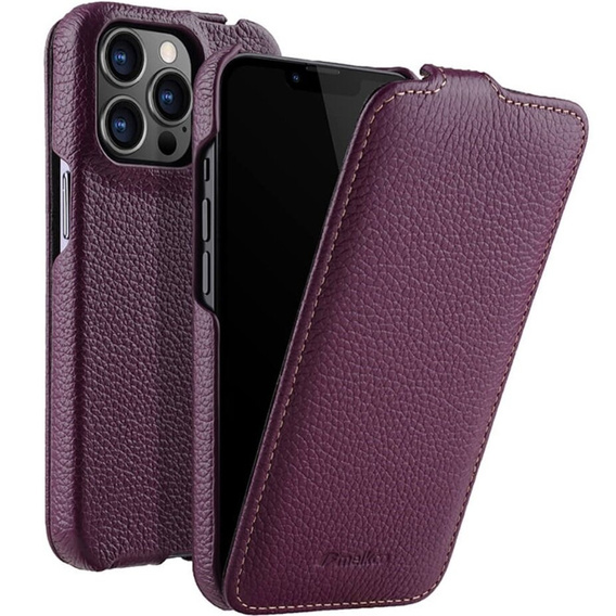 Чохол MELKCO для iPhone 13 Pro, шкіряний, фліп, фіолетовий