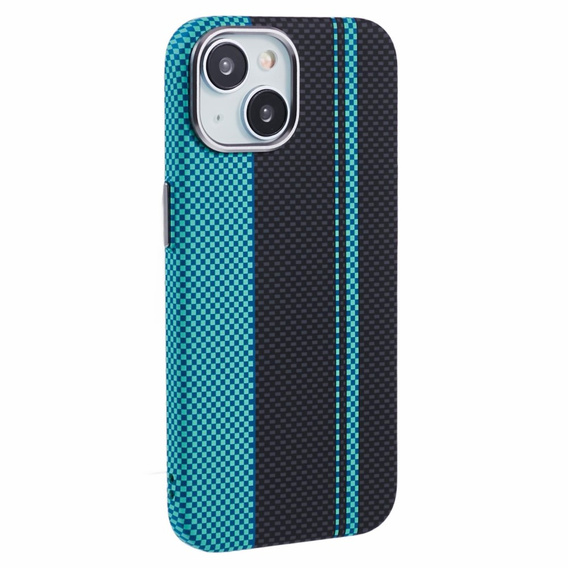 Чехол для iPhone 13, Carbon Fiber MagSafe, черный / синий