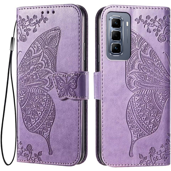 Чохол-книжка для Infinix Hot 50 Pro+ 4G, Butterfly, фіолетовий