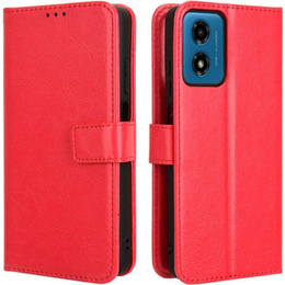 Футляр з клапаном для Motorola Moto E14, Crazy Horse Wallet, червоний