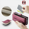 Чехол CASEME для Samsung Galaxy Z Fold6 5G, RFID Leather Wallet, с плечевым ремнем, красный