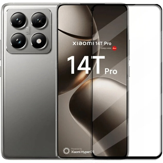 Закаленное стекло 3D для Xiaomi 14T Pro, чёрная рама