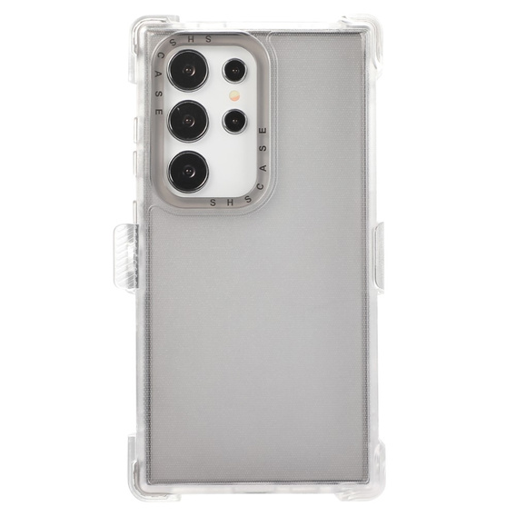 Бронированный чехол для Samsung Galaxy S24 Ultra, Belt Clip, с клипсой, прозрачный / черный