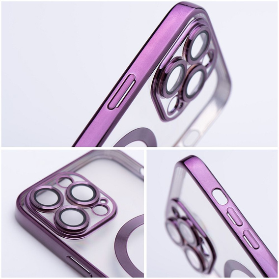 Чехол для iPhone 16 Pro, Electro MagSafe, фиолетовый + стекло для экрана