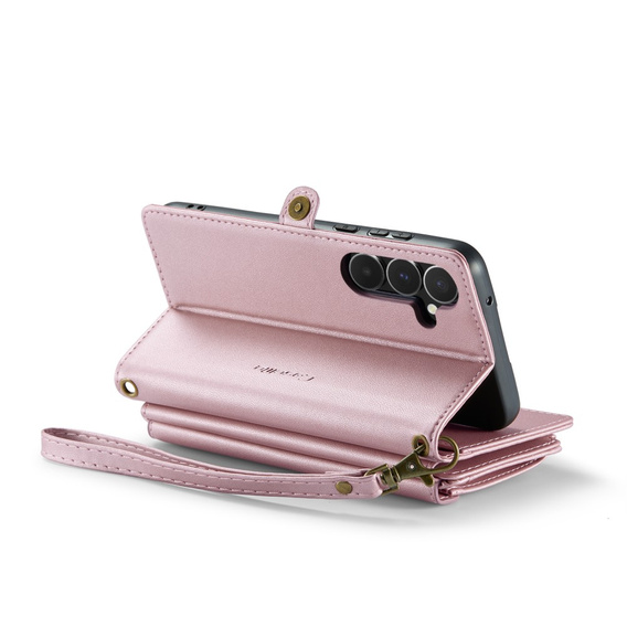 Чехол CASEME для Samsung Galaxy A55 5G, RFID Leather Wallet, с плечевым ремнем, розовый