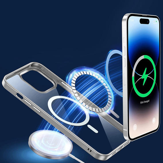 Чехол до iPhone 14 Pro, ERBORD Hybrid MagSafe Case, серебряный