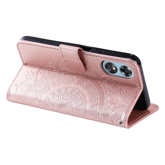 Чохол-книжка для Oppo A17, Mandala, рожевий rose gold