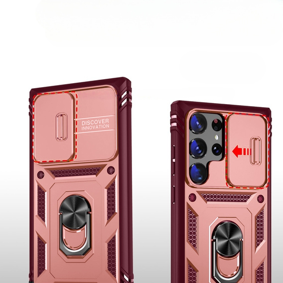 Чехол NOX Camera Slide Samsung Galaxy S23 Ultra, CamShield Slide, розовый / красный