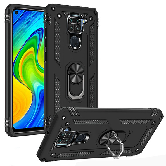 Бронированный Чехол до Xiaomi Redmi Note 9, Nox Case Ring, чёрный