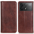 Флип-кейс для Xiaomi Poco F6 Pro, Split Leather, коричневый