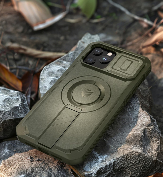 Броньований чохол для iPhone 15, Dexnor CamProtect MagSafe, зелений (Дві рамки)