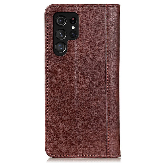 Чoхол до Samsung Galaxy S24 Ultra, Wallet Litchi Leather, коричневий