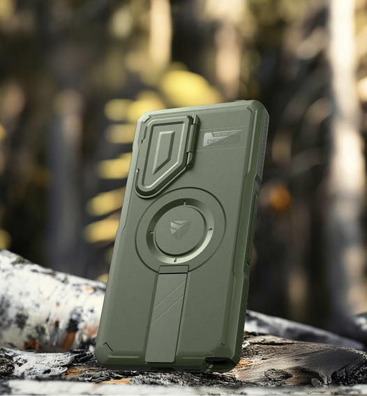 Броньований чохол для Samsung Galaxy S25 Ultra, Dexnor CamProtect MagSafe, зелений (Дві рамки)
