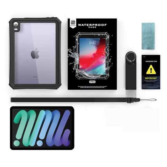 Водонепроникний чохол IP68 для iPad mini 8.3" 2021 (6 gen.) / iPad mini 8.3" 2024 (7 gen.), чорний