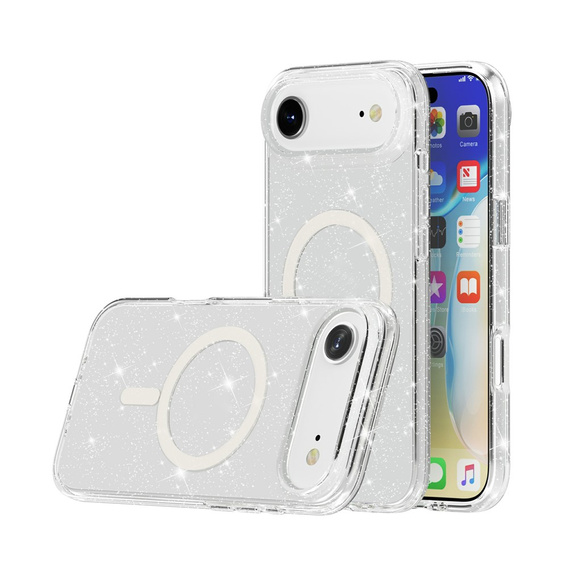 Чехол для iPhone Air, для MagSafe, глиттер, прозрачный