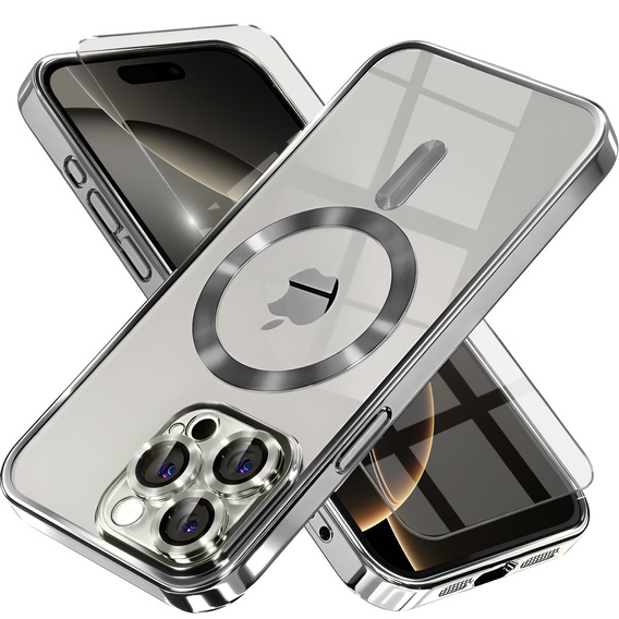Чохол для iPhone 16 Pro Max, Electro MagSafe, титановий сірий + Скло на екран
