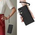 Чохол-сумка для Samsung Galaxy S25 Edge, Rhombus Crossbody Leather, чорний