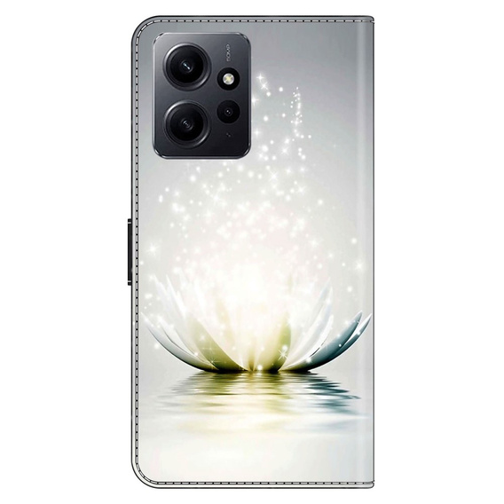 Откидной чехол для Xiaomi Redmi Note 12 4G, Wallet, Lotos Flower, серый