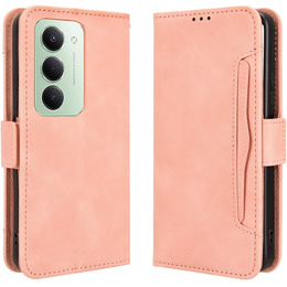 Чохол-футляр для Xiaomi Redmi 15 5G/4G, слот для карток, гаманець, рожевий