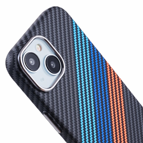 Чехол для iPhone 13, Carbon Fiber MagSafe, темно-синий