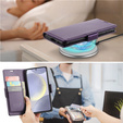 Чехол для Samsung Galaxy S24, ERBORD Glossy Litchi, кошелек с клапаном, фиолетовый