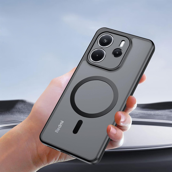 Чохол для Xiaomi Redmi Note 14 4G, для MagSafe, ERBORD Matt Case, чорний + захисне скло