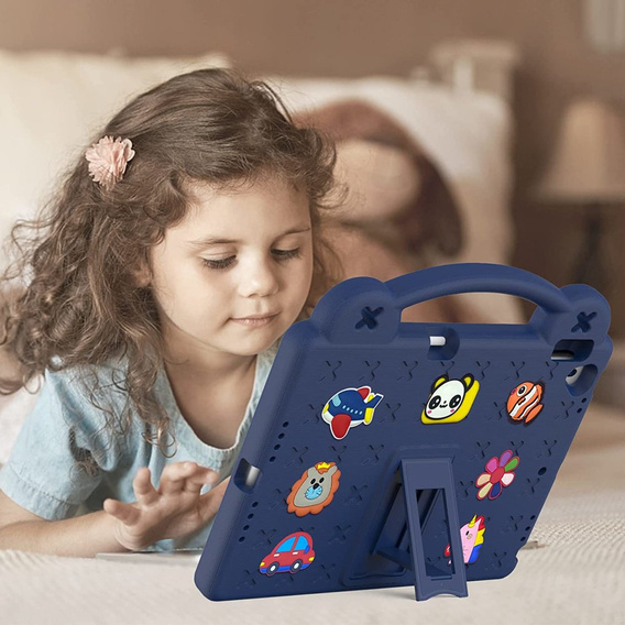 Детский чехол для iPad 10.2" 2021/2020/2019 (9/8/7 gen.) / Air 10.5" 2019 (3 gen.), Cute Patterns, с подставкой, темно-синий