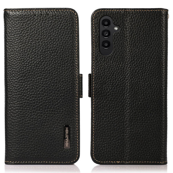 Чехол KHAZNEH RFID для Samsung Galaxy A35 5G, текстура личи, чёрный
