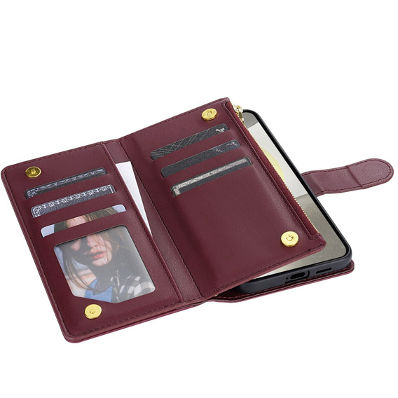 Чохол-сумка для Samsung Galaxy S25 Edge, Rhombus Crossbody Leather, бордовий