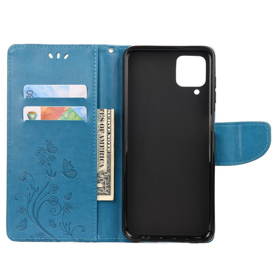 Откидной чехол для Samsung Galaxy A12 / M12 / A12 2021, Butterfly, синий