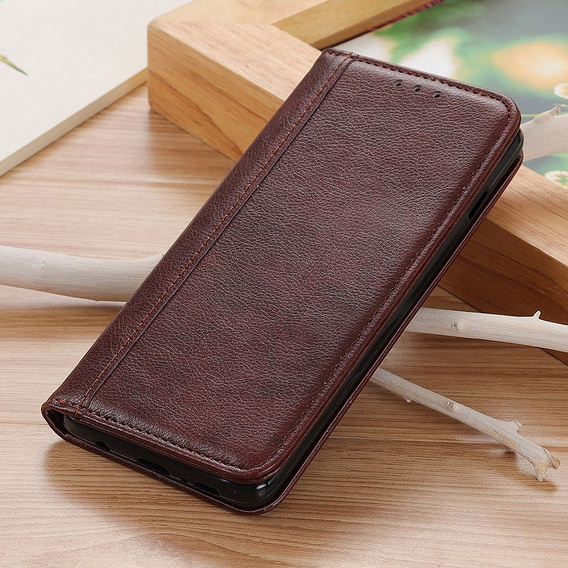Чохол-фліп для Samsung Galaxy S25 Edge, Split Leather, коричневий
