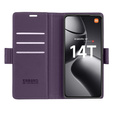 Чохол для Xiaomi 14T, ERBORD Glossy Litchi, гаманець з клапаном, фіолетовий