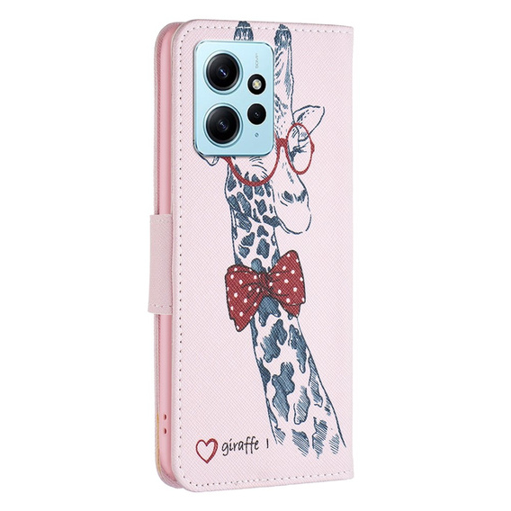 Откидной чехол для Xiaomi Redmi Note 12 4G, Wallet, giraffe, розовый