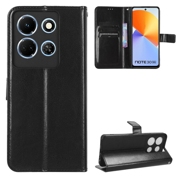 Откидной чехол для Infinix Note 30, Crazy Horse Wallet, чёрный