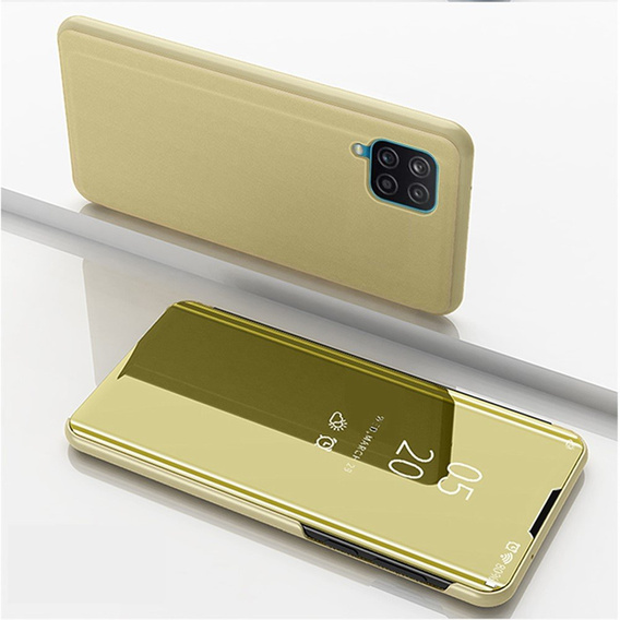 Чехол до Samsung Galaxy A12 / M12 / A12 2021, Clear View, золотой