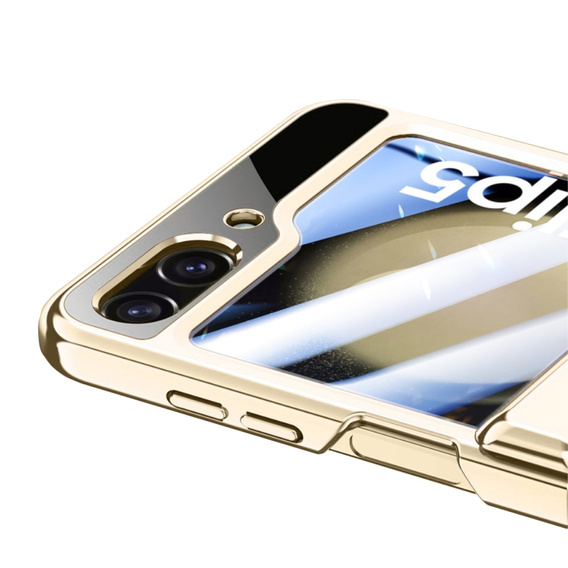 Чохол зі склом для Samsung Galaxy Z Flip5 5G, PC Case, золотий