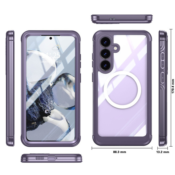 Чохол для Samsung Galaxy S25 FE, Shockproof, зі склом, для MagSafe, фіолетовий