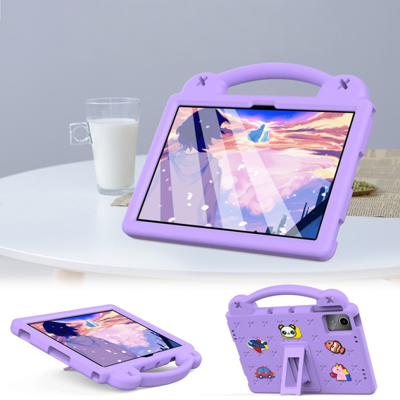 Детский чехол для Lenovo Tab M11, Cute Patterns, с подставкой, фиолетовый