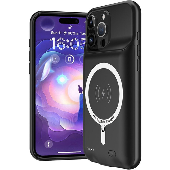 Чехол с батареей 7000mAh до iPhone 13 Pro Max, чёрный