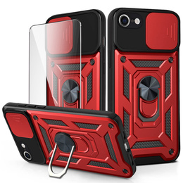 Броньований чохол для iPhone 16E, CamShield Slide, червоний + Загартоване скло 9H