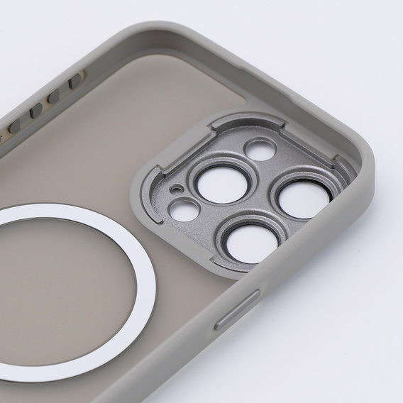 Чехол MagSafe для iPhone 15 Pro Max, Hybrid Matte Lens Pro, титаново-серый