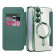 Чохол-книжка для Samsung Galaxy S25, RFID Wallet MagSafe CamShield, зелений