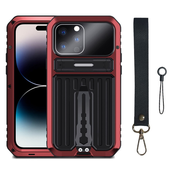 Броньований чохол для iPhone 14 Pro, Metal Hybrid, червоний