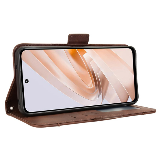 Откидной чехол для Xiaomi Redmi 13, Card Slot, коричневый